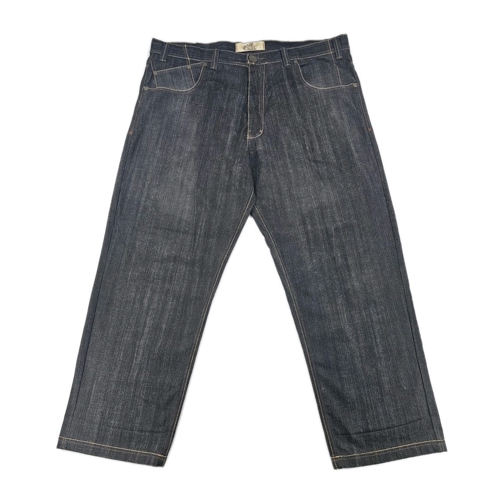 Rich Kids Men's Jeans 44x32 Contrast Stitching Baggy Wide Leg Skater Black Slub